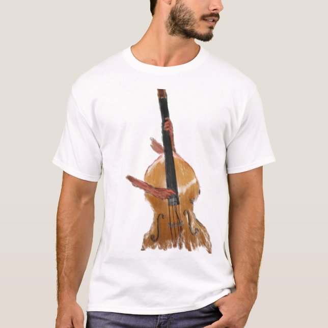 T-shirts Baixo acústico ereto com músico das mãos (Frente)