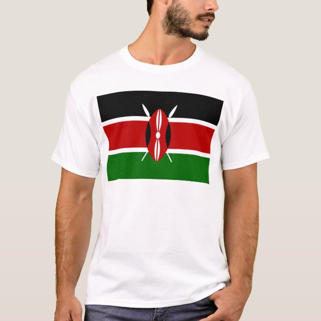 T-shirts Baixo custo! Bandeira de Kenya (Frente)