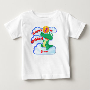 T-shirts Balão de Alligador de primeiros aniversarios Feli