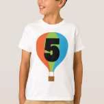 T-shirts Balão de Ar Quente de 5 Birthday<br><div class="desc">Este 5 de aniversário bonito apresenta um balão de ar quente perfeito para uma celebração de aniversário.</div>