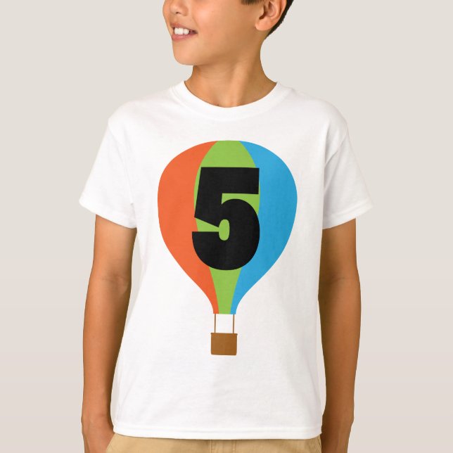 T-shirts Balão de Ar Quente de 5 Birthday (Frente)