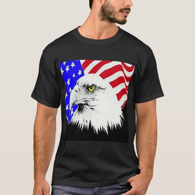 T-shirts Bald Eagle e a bandeira americana (Frente)