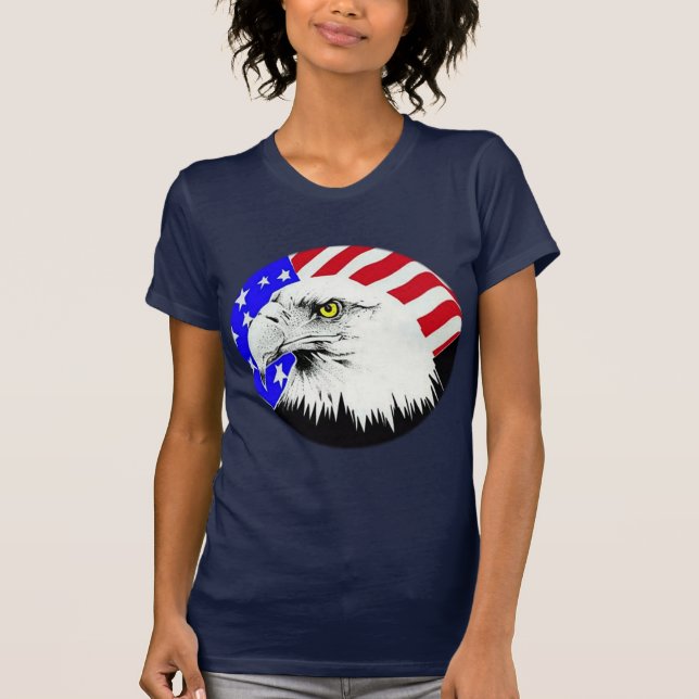 T-shirts Bald Eagle e a bandeira americana (Frente)