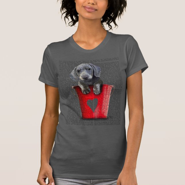 T-shirts Baldes do Amor Dachshund Puppy (Frente)
