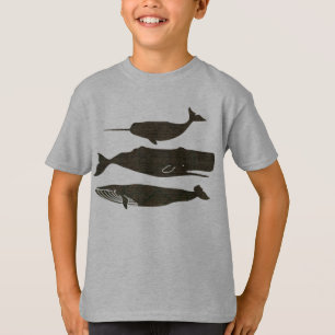 T-shirts Baleia Antiga Náutica Vida Marinha Vintage Oceano