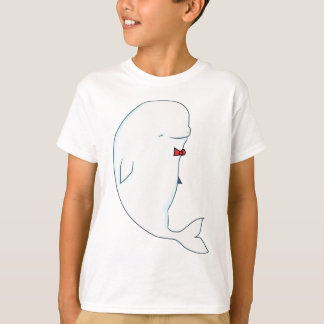 T-shirts baleia da beluga do kawaii com bowtie vermelho
