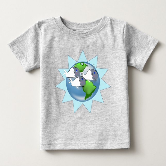 T-shirts Baleias para o Dia da Terra com Starburst (Frente)