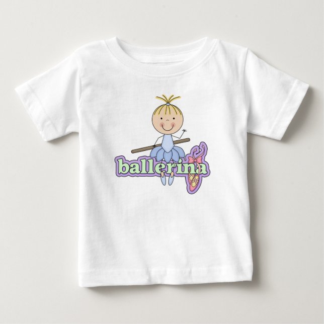 T-shirts Ballerina - Bodysuit Saia de Ballet Azul para Bebê (Frente)