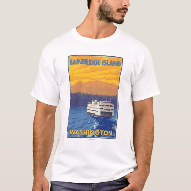 T-shirts Balsa e montanhas - ilha de Bainbridge, WA (Frente)