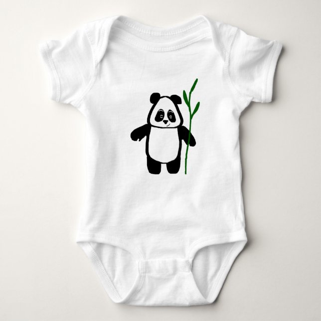 T-shirts Bambu o Romper do Creeper do bebê da panda (Frente)