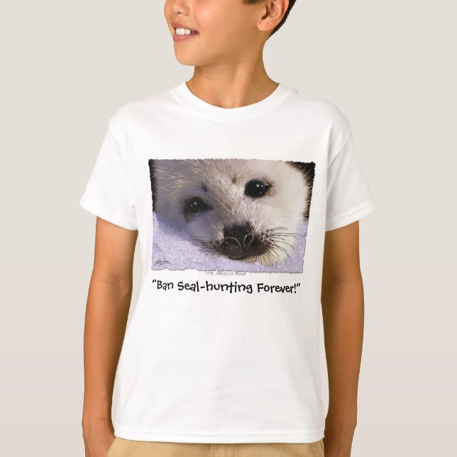 T-shirts "BAN SEAL HUNTING SEMPRE!" Harp Seal Hoodie (Frente)