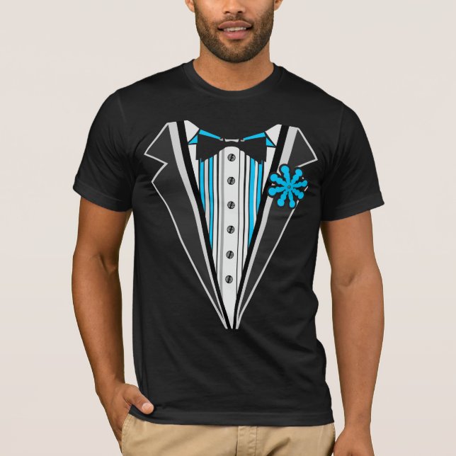 T-shirts Bandas Azuis Tuxedo (Frente)