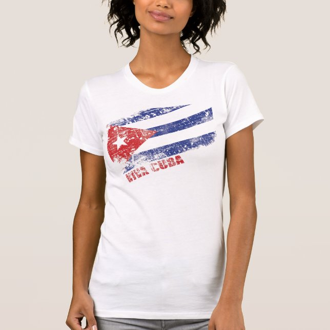T-shirts Bandeira afligida Cuba de Viva (Frente)