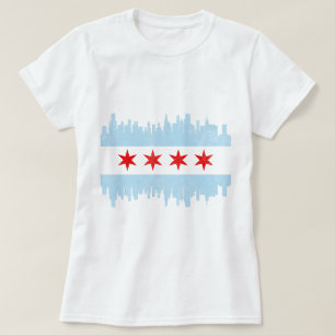 T-shirts Bandeira afligida da skyline de Chicago
