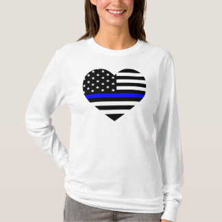 T-shirts Bandeira Americana da Linha Azul Thin - Camisa-T f