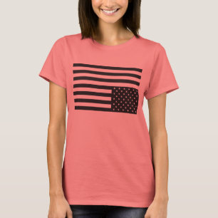 T-shirts Bandeira americana de cabeça para baixo no preto