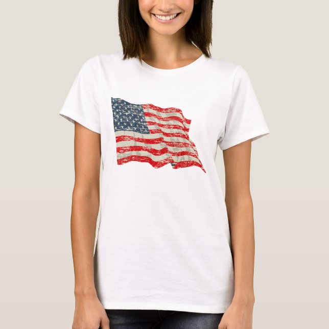T-shirts Bandeira americana desvanecida da glória (Frente)