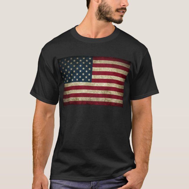 T-shirts bandeira americana desvanecida e suja (Frente)