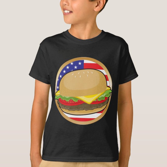 T-shirts Bandeira americana do Hamburger (Frente)