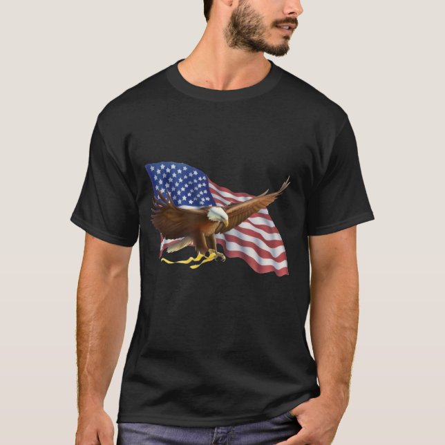 T-shirts Bandeira americana e Eagle (Frente)