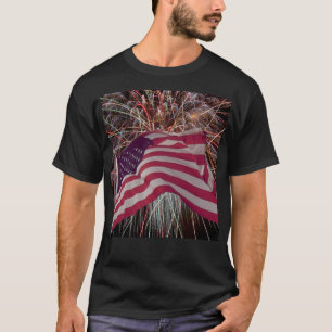 T-shirts Bandeira americana e fogos-de-artifício