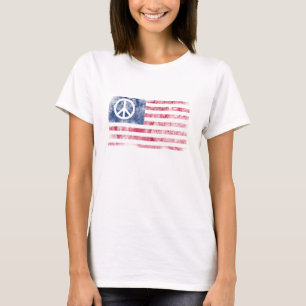 T-shirts Bandeira Americana e Símbolo da Paz com Design Des