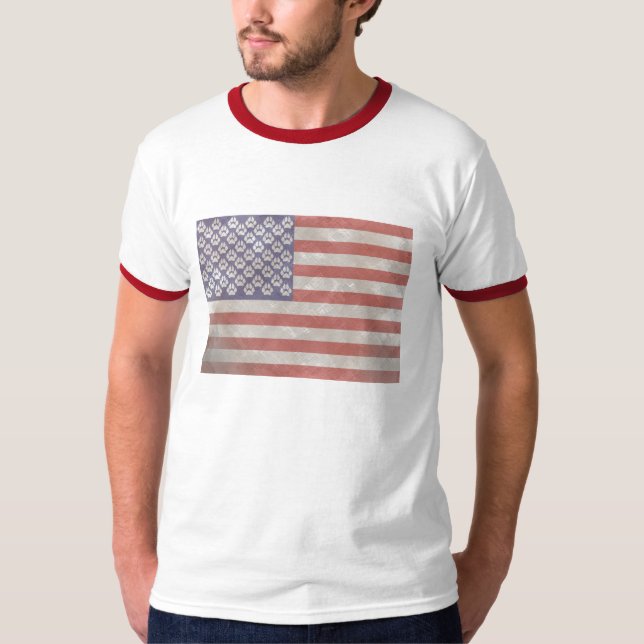 T-shirts Bandeira americana peludo (Frente)