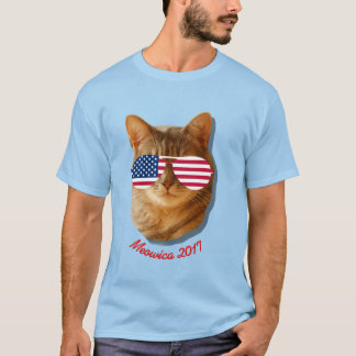 T-shirts Bandeira americana T do gato de Meowica