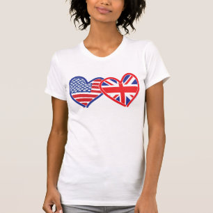 T-shirts Bandeira Americana/União Jack Flag Hearts