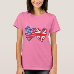 T-shirts Bandeira Americana/Union Jack Flag Hearts