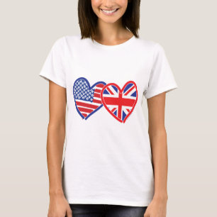 T-shirts Bandeira Americana/Union Jack Flag Hearts