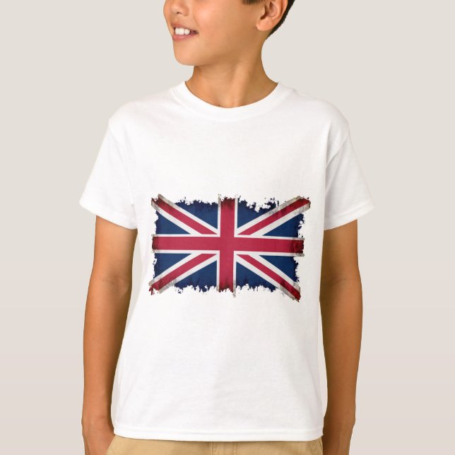 T-shirts Bandeira Britânica, bandeira da União, Grunge Patr (Frente)