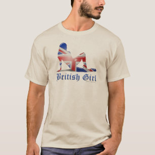 T-shirts Bandeira britânica da silhueta da menina