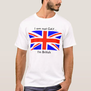 T-shirts bandeira britânica, não sou GAY... sou britânic