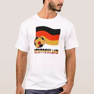 T-shirts Bandeira da Alemanha e Bola de Futebol Borda Cinza