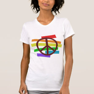 T-shirts bandeira da cor da paz pano-como