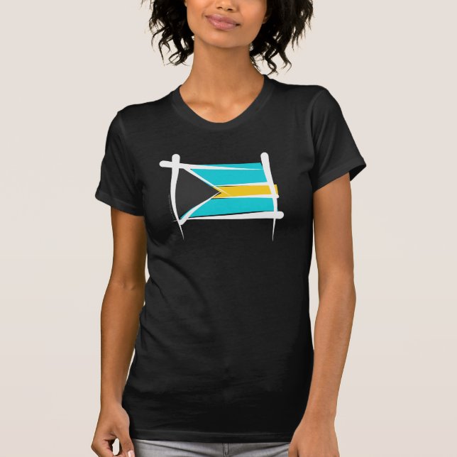 T-shirts Bandeira da escova de Bahamas (Frente)