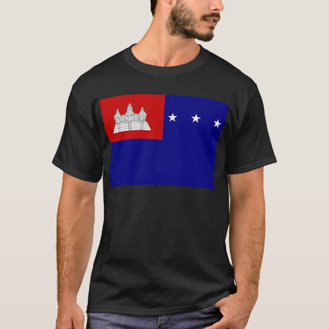 T-shirts Bandeira da república do Khmer (សាធារណរដ្ឋខ្មែរ) (Frente)