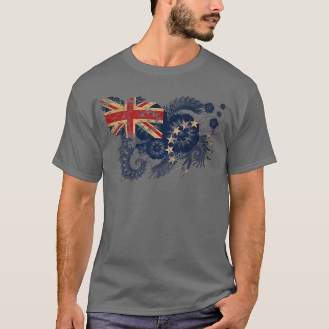 T-shirts Bandeira das Ilhas Cook (Frente)