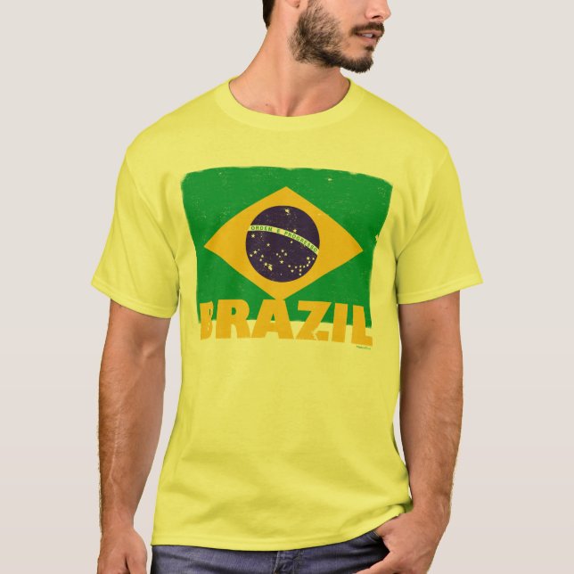 T-shirts Bandeira de Brasil do vintage (Frente)