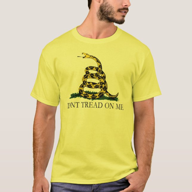 T-shirts Bandeira de Gadsden Preta e Amarela, não me pise! (Frente)