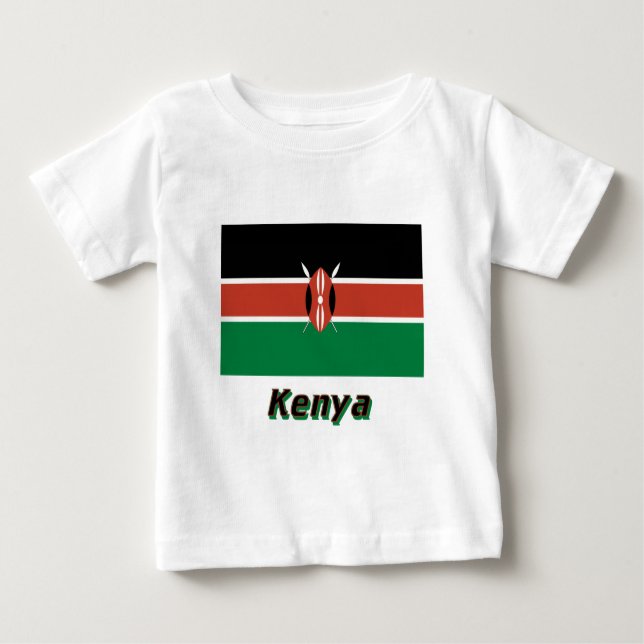 T-shirts Bandeira de Kenya com nome (Frente)