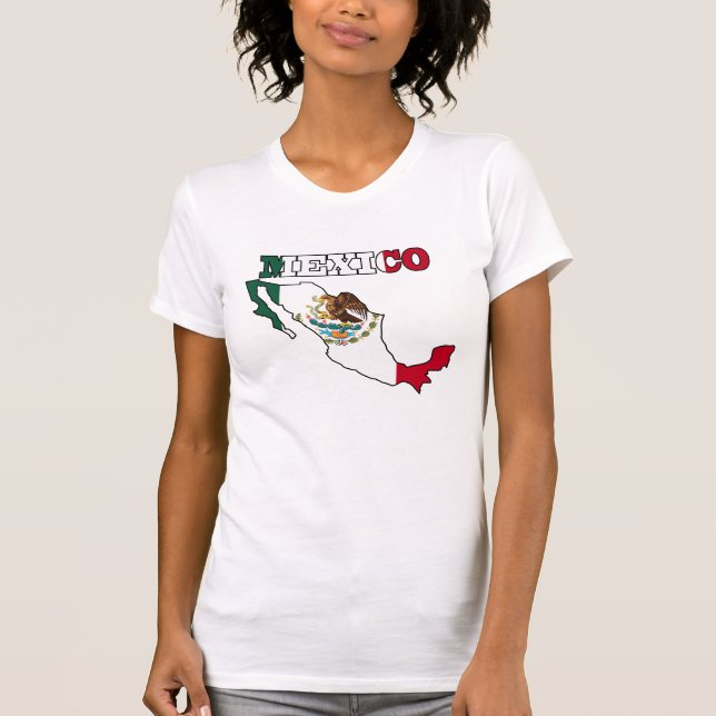 T-shirts Bandeira de México no mapa (Frente)