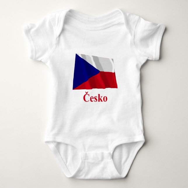 T-shirts Bandeira de ondulação da república checa com nome (Frente)