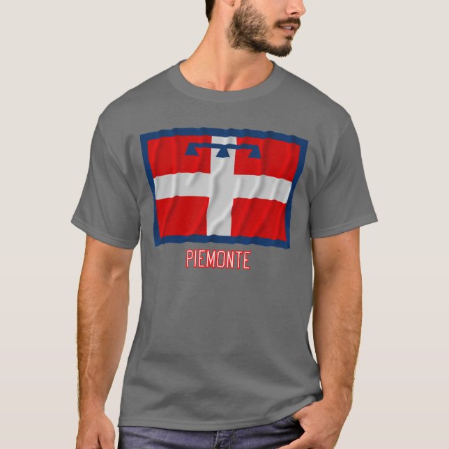 T-shirts Bandeira de ondulação de Piemonte com nome (Frente)