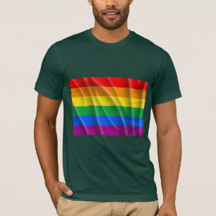T-shirts Bandeira de ondulação do orgulho gay -