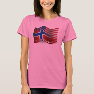 T-shirts Bandeira de ondulação Norueguês-Americana