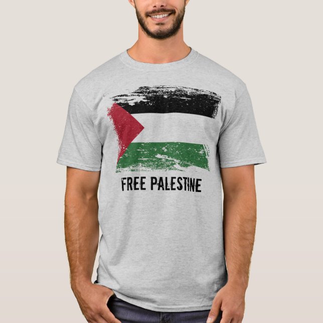 T-shirts Bandeira de Palestina do Grunge (Frente)