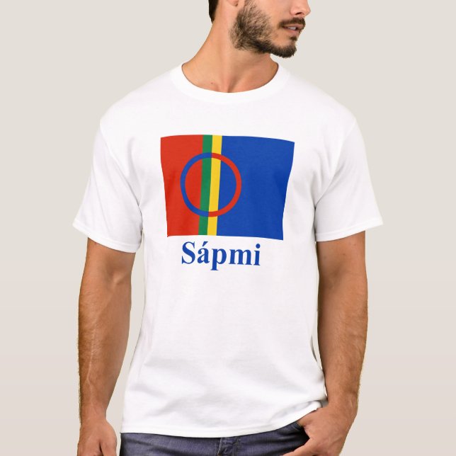 T-shirts Bandeira de Sapmi com nome em Saami (Frente)