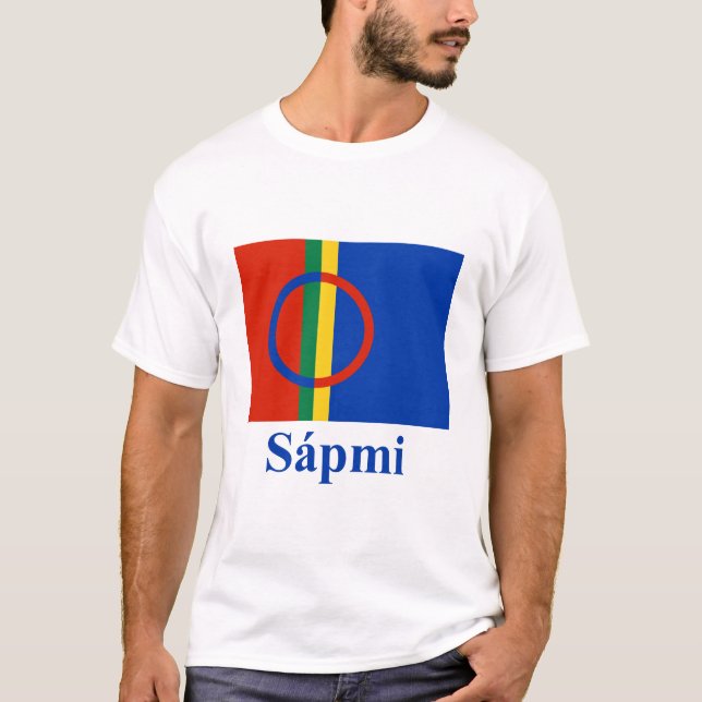 T-shirts Bandeira de Sapmi com nome em Saami (Frente)